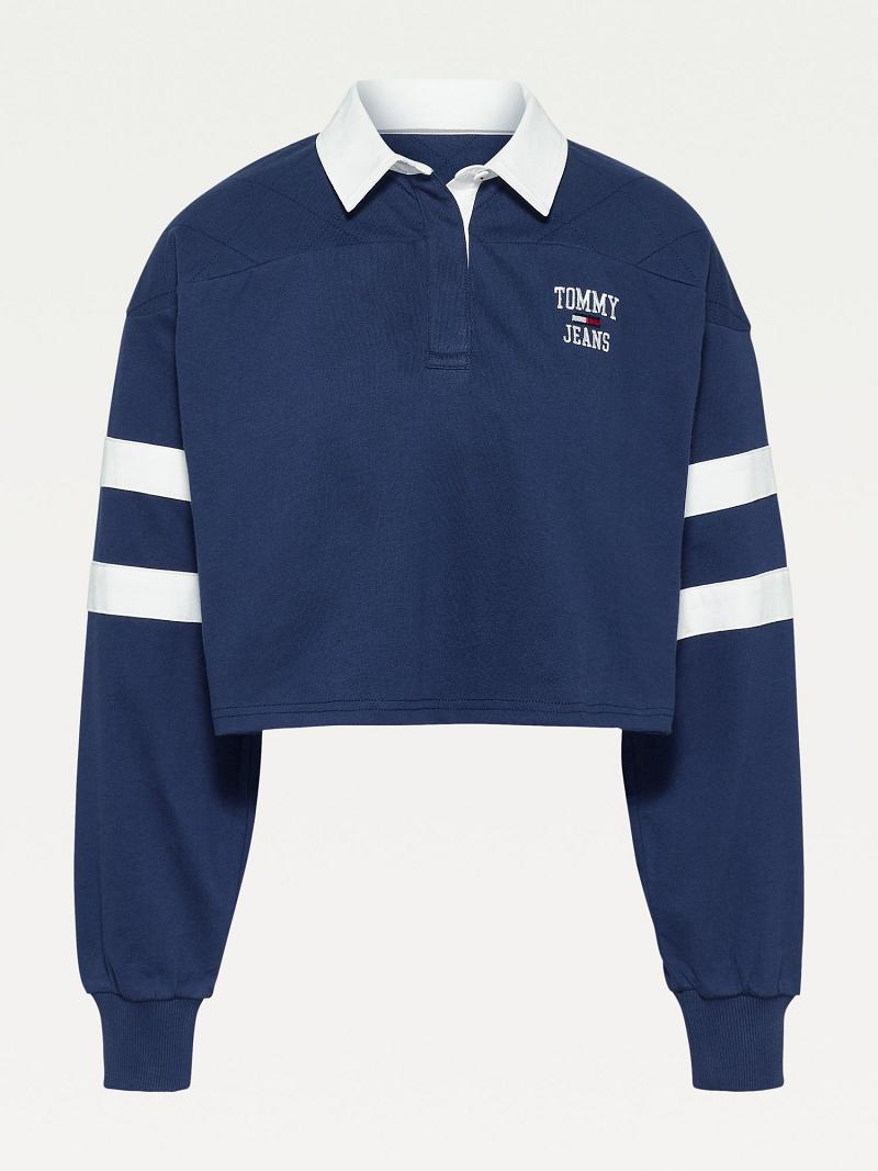 Navy Tommy Hilfiger Organic Cotton Collegiate Polos | NZ_W21271