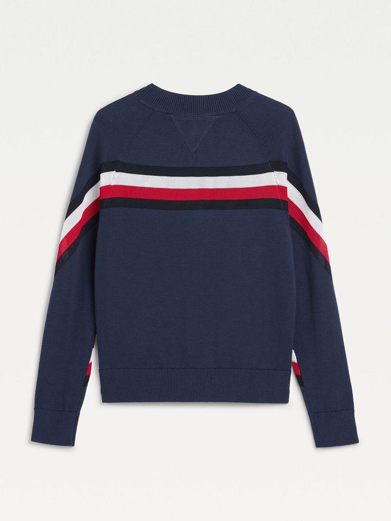 Navy Tommy Hilfiger Organic Cotton Raglan Sweater Sweatshirts | NZ_G1209