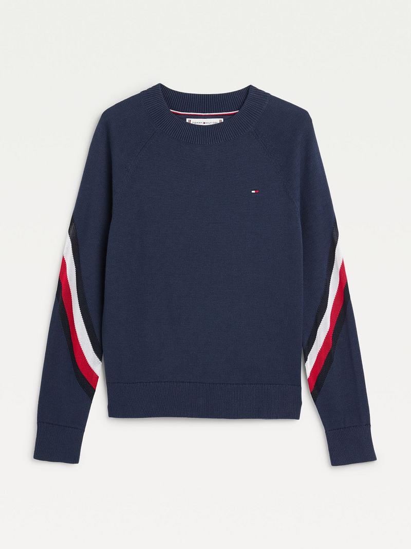 Navy Tommy Hilfiger Organic Cotton Raglan Sweater Sweatshirts | NZ_G1209