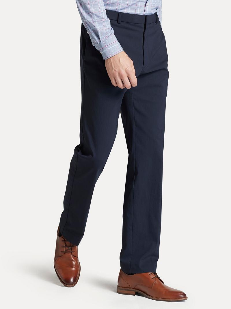 Navy Tommy Hilfiger Regular fit essential twill Pants | NZ_M31325