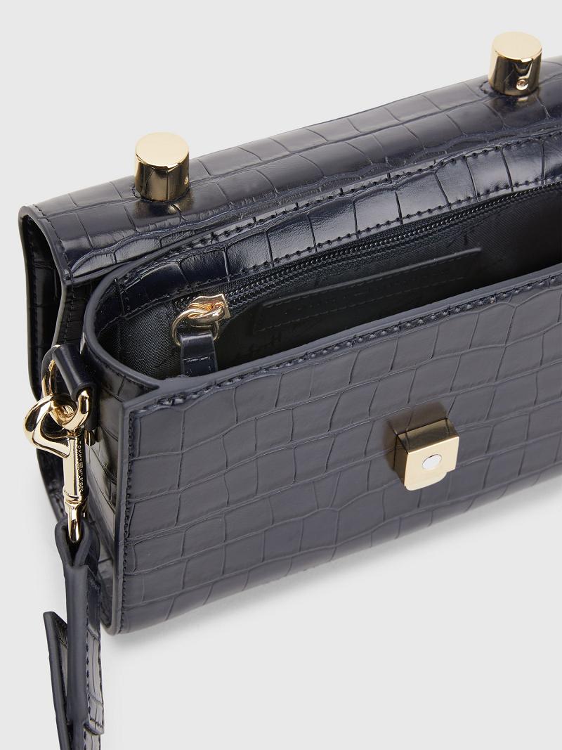 Navy Tommy Hilfiger Signature Croc Crossbody Bags | NZ_W21646