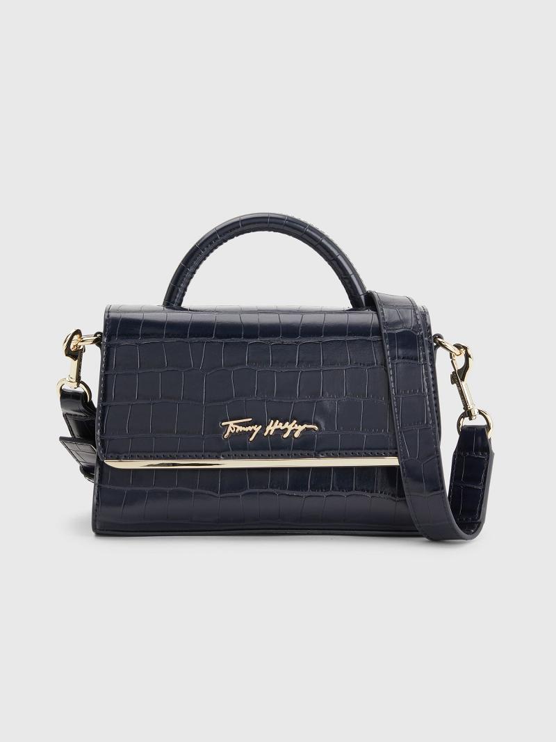 Navy Tommy Hilfiger Signature Croc Crossbody Bags | NZ_W21646