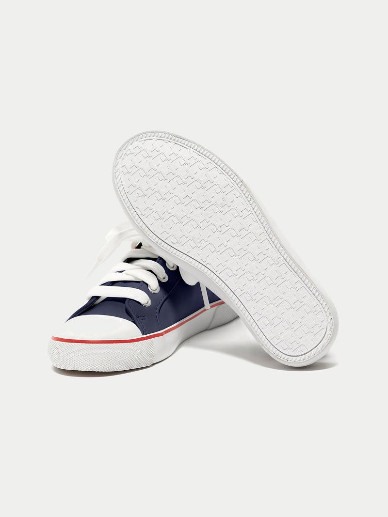 Navy Tommy Hilfiger Signature Stripe Sneakers | NZ_B2243