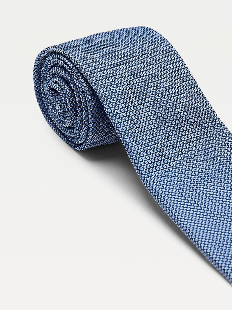 Navy Tommy Hilfiger Silk Microprint Ties | NZ_M31807