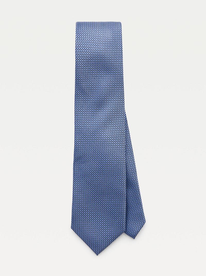 Navy Tommy Hilfiger Silk Microprint Ties | NZ_M31807