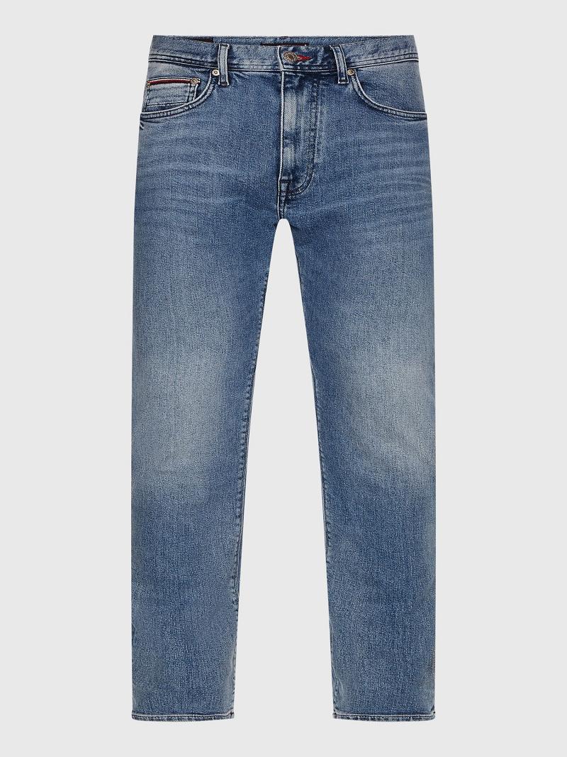 Navy Tommy Hilfiger Slim Fit Medium Wash Jeans | NZ_M31385