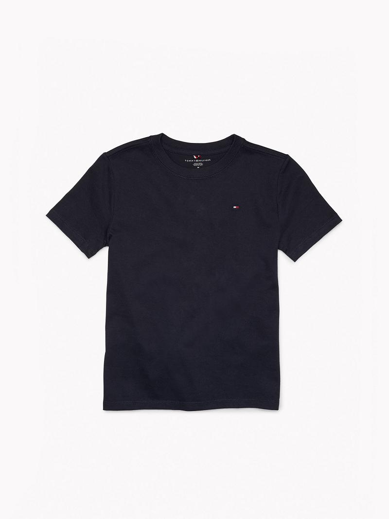 Navy Tommy Hilfiger Solid T Shirts | NZ_B2204