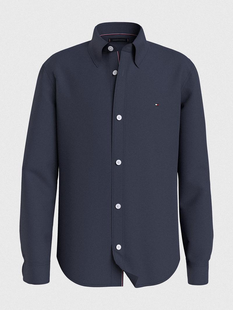 Navy Tommy Hilfiger Stretch Cotton Shirts | NZ_B2088