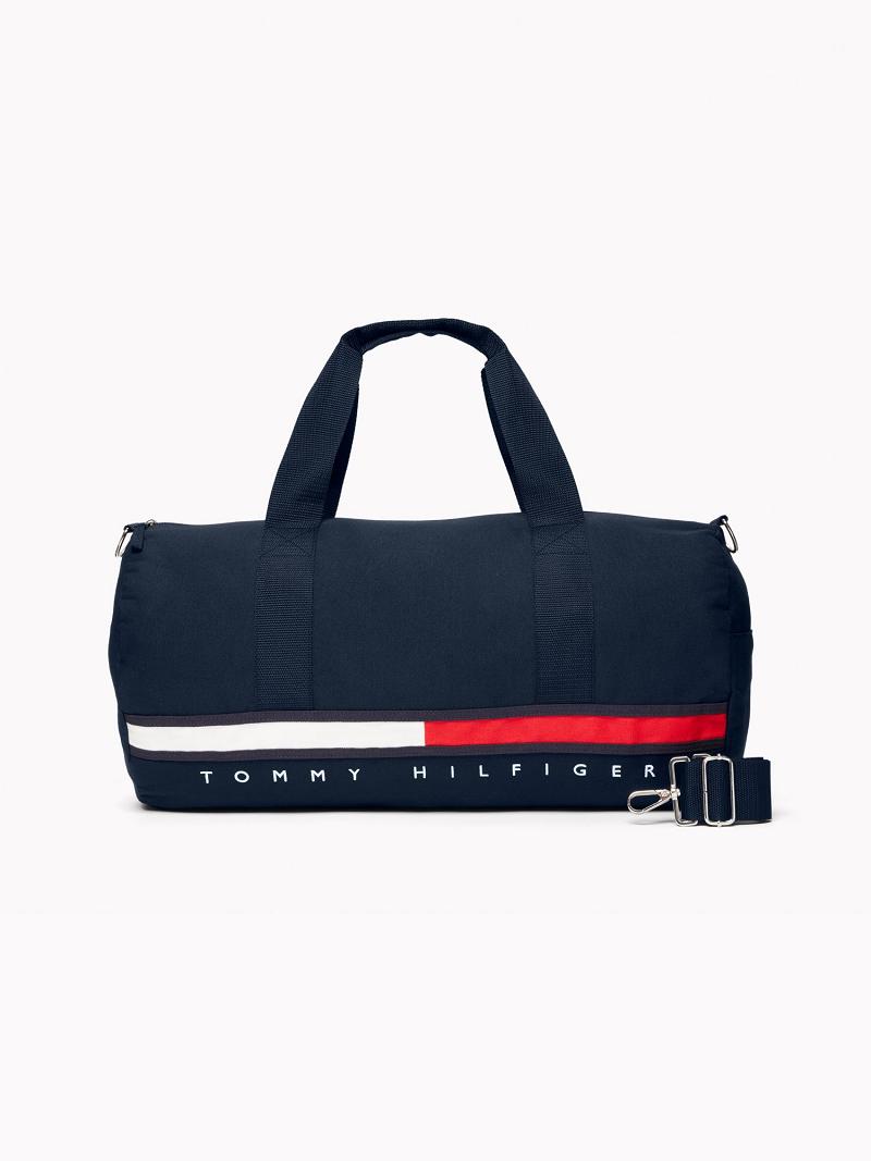 Navy Tommy Hilfiger Stripe Small Duffle Bags | NZ_M31706