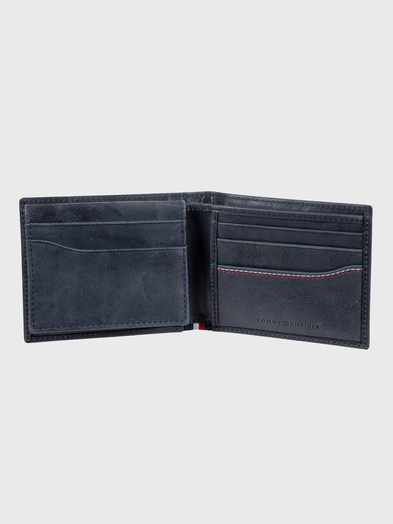 Navy Tommy Hilfiger Stripe leather Wallets | NZ_M31813