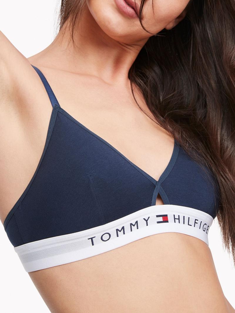 Navy Tommy Hilfiger Triangle Bras | NZ_W21537