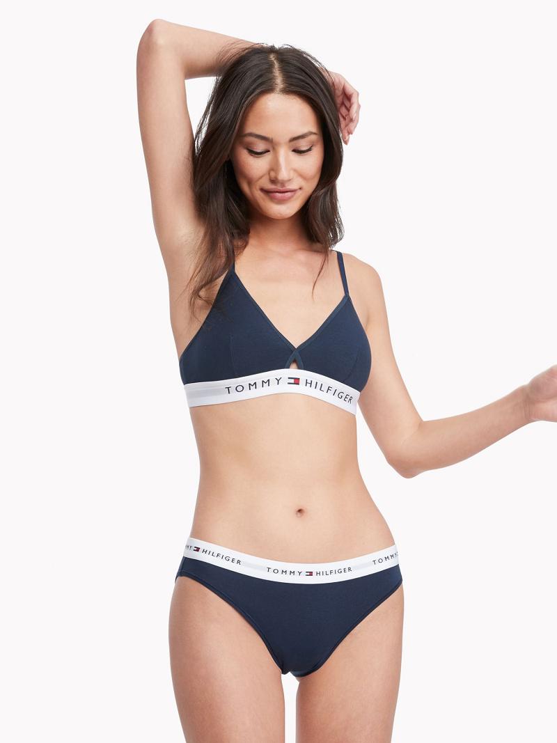 Navy Tommy Hilfiger Triangle Bras | NZ_W21537