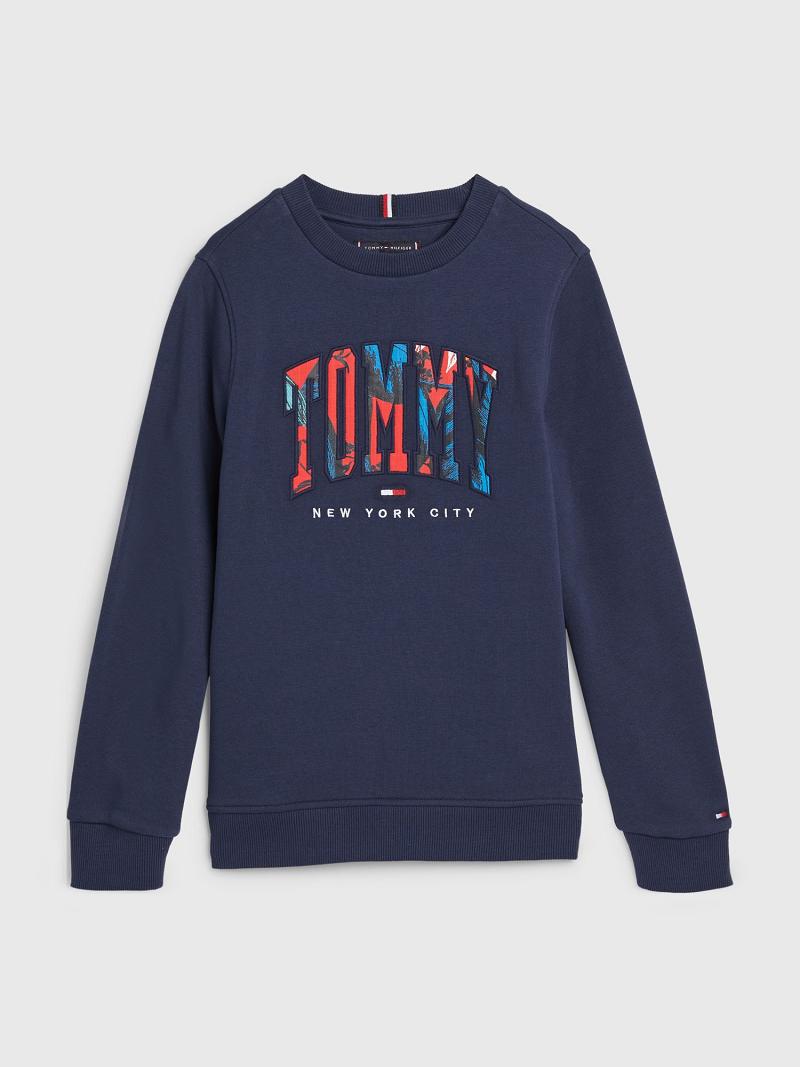 Navy Tommy Hilfiger Tropics Varsity Sweatshirts | NZ_B2140