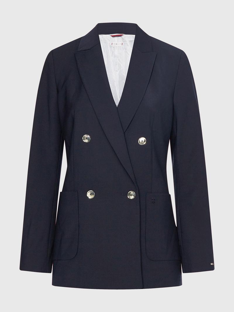 Navy Tommy Hilfiger Wool Blazers | NZ_W21009