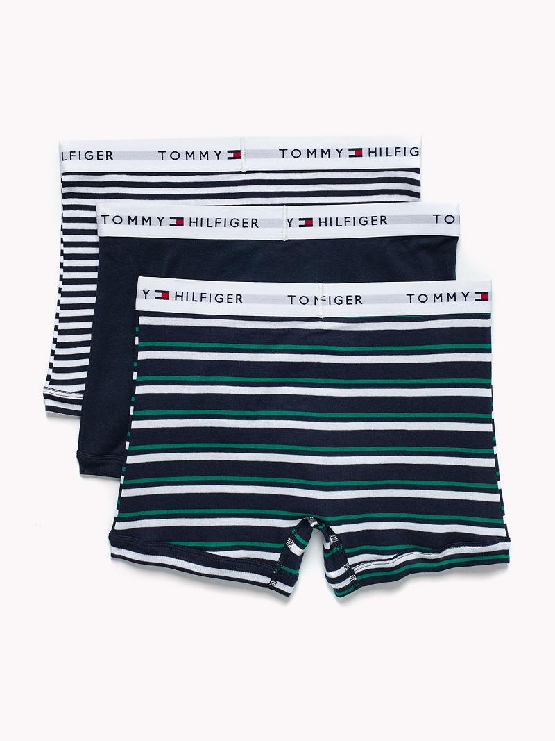 Navy / White / Green Tommy Hilfiger Cotton classics trunk 3pk Trunks | NZ_M31499