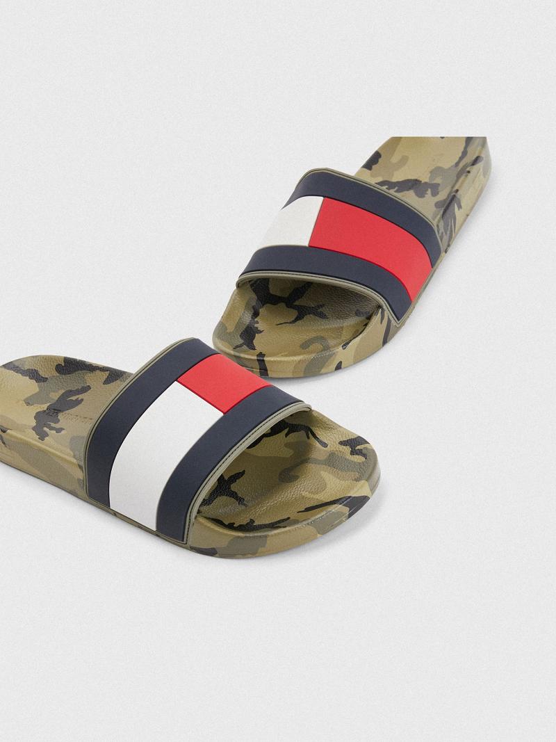 Olive Tommy Hilfiger Camo pool Sandals | NZ_M31647