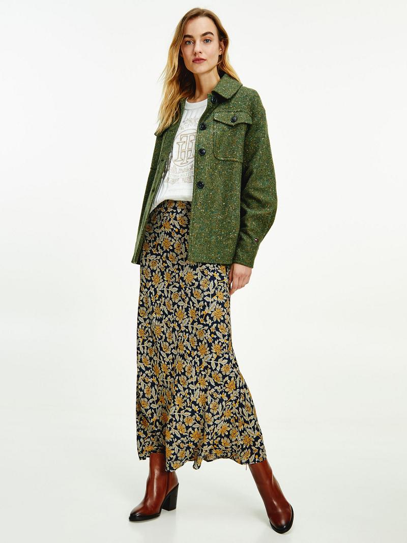 Olive Tommy Hilfiger Floral Crepe Maxi Skirts | NZ_W21327