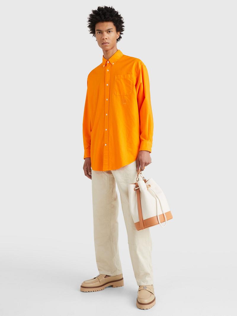 Orange Tommy Hilfiger Button-down oxford Shirts | NZ_M31232