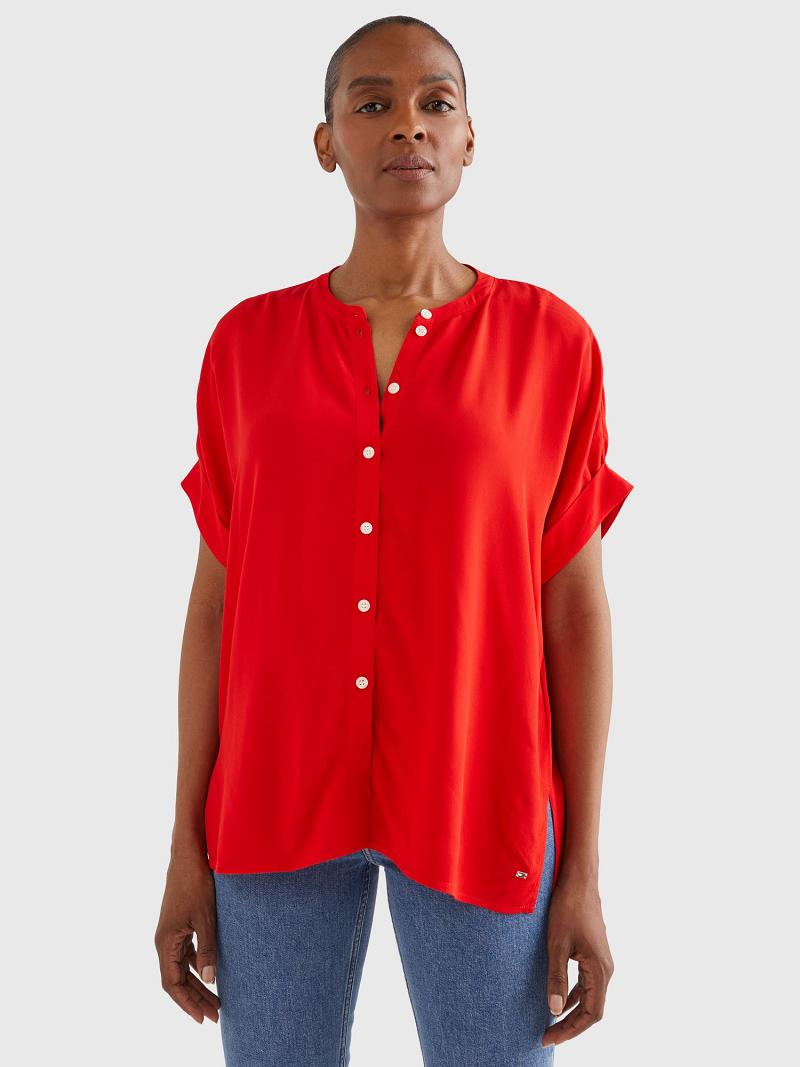 Orange Tommy Hilfiger Crepe Viscose Blouses | NZ_W21010