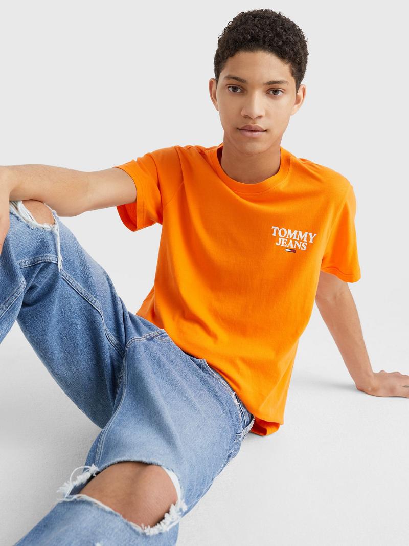 Orange Tommy Hilfiger Jeans logo T Shirts | NZ_M31047