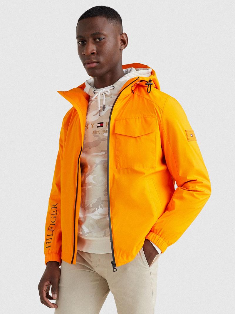 Orange Tommy Hilfiger Tech hooded windbreaker Jackets | NZ_M31425