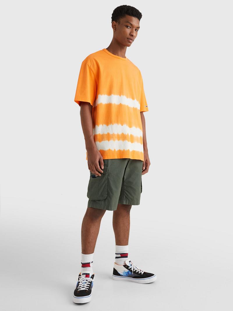 Orange Tommy Hilfiger Tie-dye stripe T Shirts | NZ_M31083