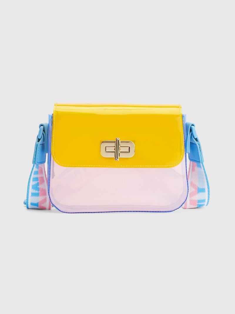 Orange Tommy Hilfiger Transparent Turnlock Crossbody Bags | NZ_G1350