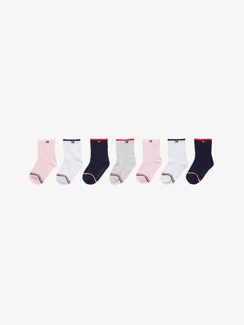 Pink Tommy Hilfiger Babies\' 7PK Socks | NZ_B2291