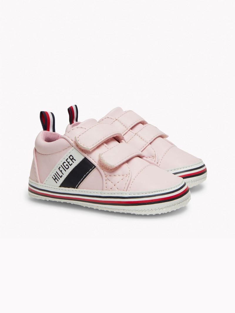 Pink Tommy Hilfiger Babies\' Signature Stripe Sneakers | NZ_G1304