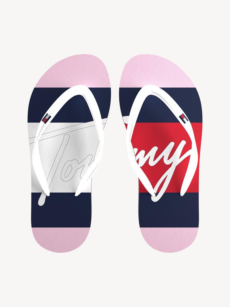 Pink Tommy Hilfiger Big Flag Flip Flops | NZ_G1294