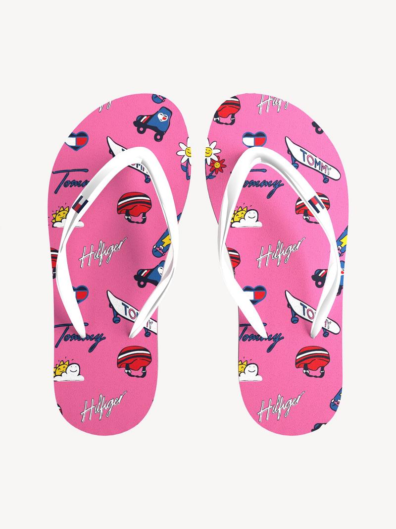 Pink Tommy Hilfiger Big Skateboard Flip Flops | NZ_G1295