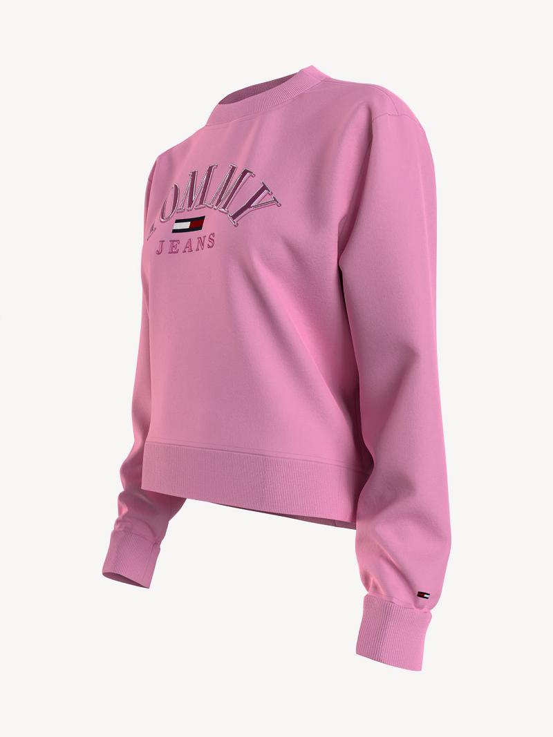 Pink Tommy Hilfiger Collegiate Logo Sweatshirts | NZ_W21376