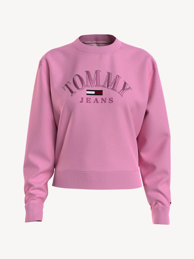 Pink Tommy Hilfiger Collegiate Logo Sweatshirts | NZ_W21376