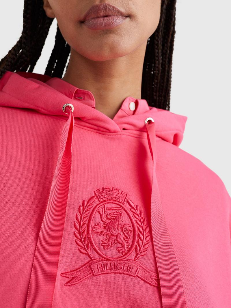 Pink Tommy Hilfiger Crest Icon Hoodies | NZ_W21139