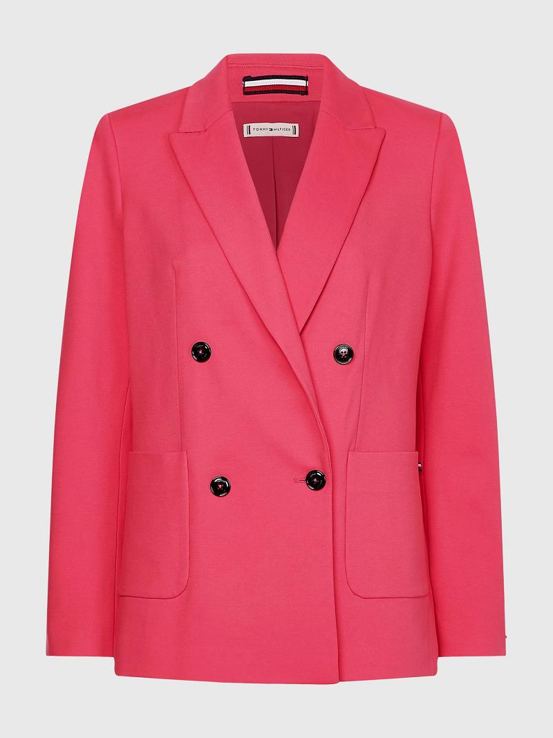 Pink Tommy Hilfiger Curve Double-Breasted Blazers | NZ_W21002