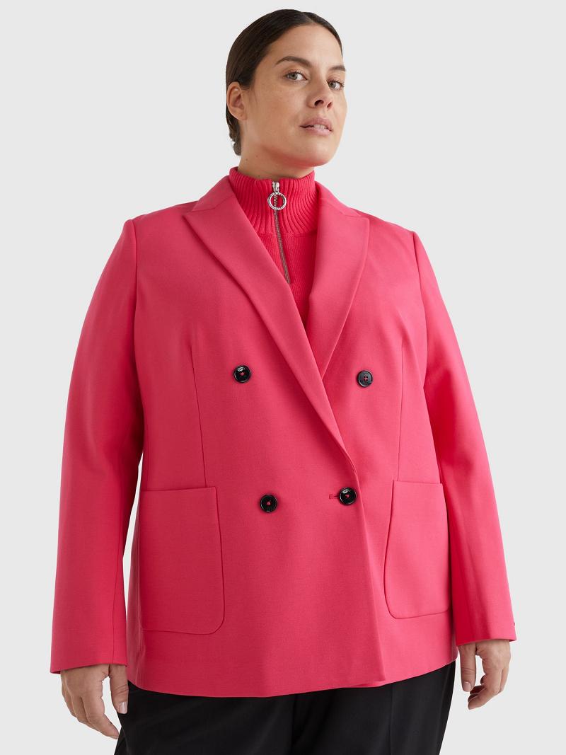 Pink Tommy Hilfiger Curve Double-Breasted Blazers | NZ_W21002