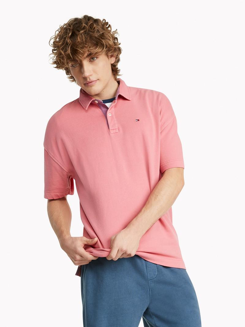 Pink Tommy Hilfiger Essential oversized fit solid Polos | NZ_M31291