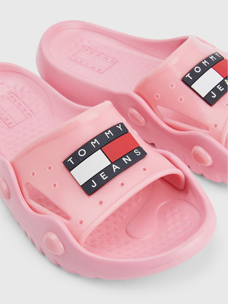 Pink Tommy Hilfiger Flag Pool Slides | NZ_W21617