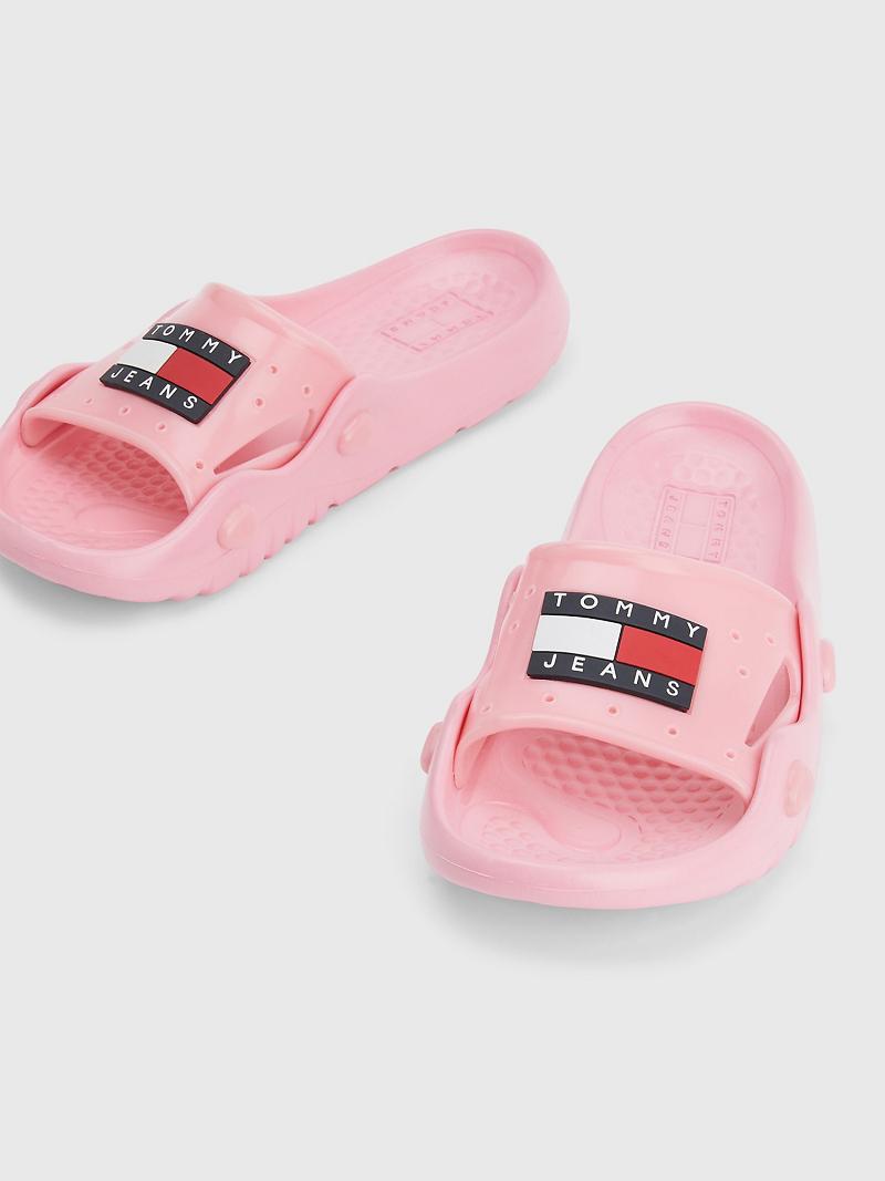 Pink Tommy Hilfiger Flag Pool Slides | NZ_W21617