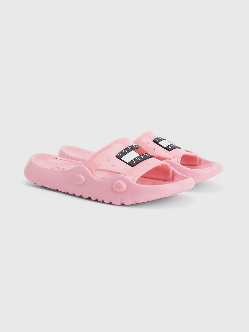 Pink Tommy Hilfiger Flag Pool Slides | NZ_W21617