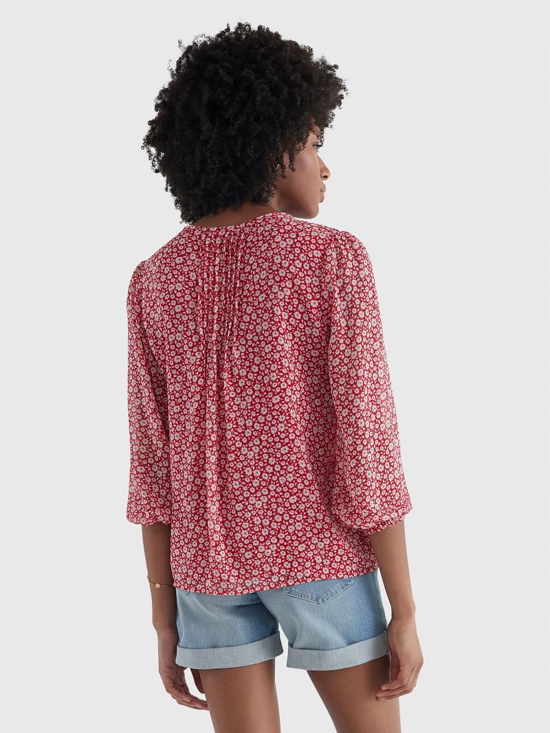 Pink Tommy Hilfiger Floral Pintuck Blouses | NZ_W21014