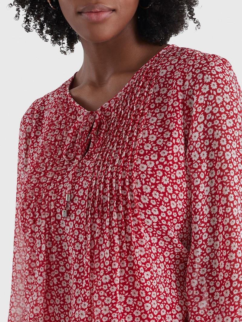 Pink Tommy Hilfiger Floral Pintuck Blouses | NZ_W21014