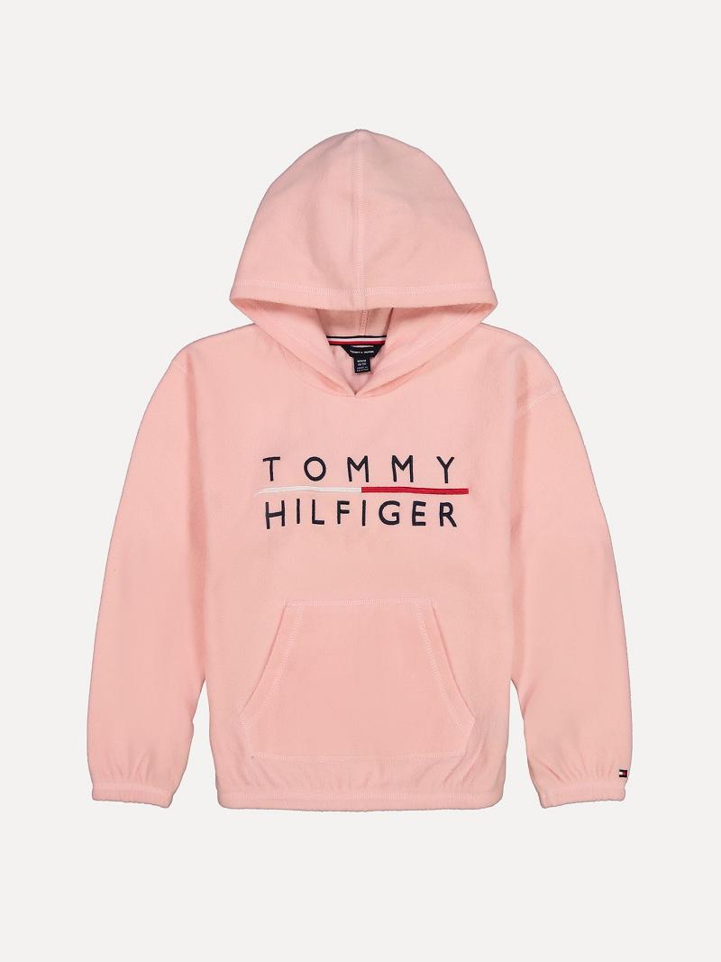 Pink Tommy Hilfiger Little Signature with Built-In Face Mask Hoodies | NZ_G1097