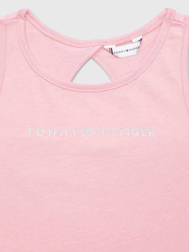 Pink Tommy Hilfiger Logo Tank Tops | NZ_G1279