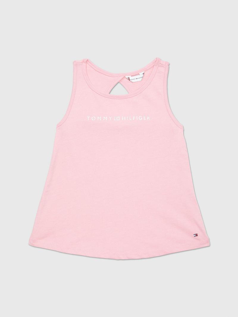 Pink Tommy Hilfiger Logo Tank Tops | NZ_G1279