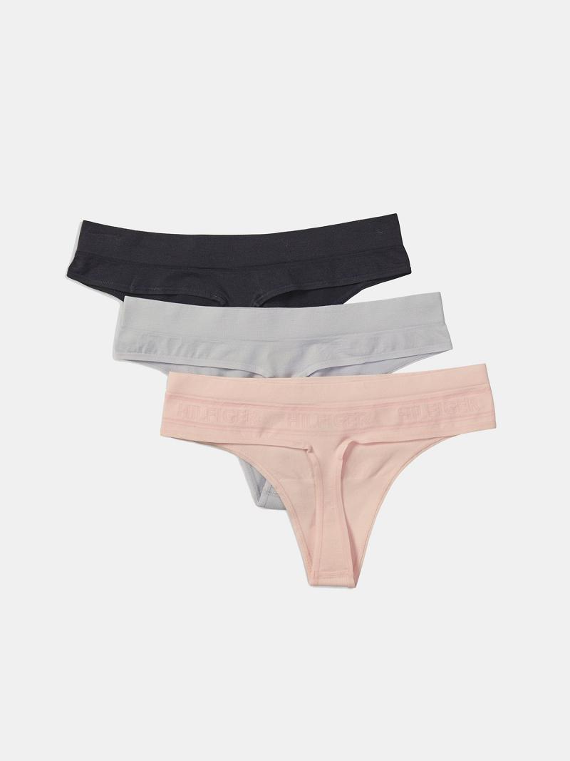 Pink Tommy Hilfiger Seamless 3PK Thongs | NZ_W21576