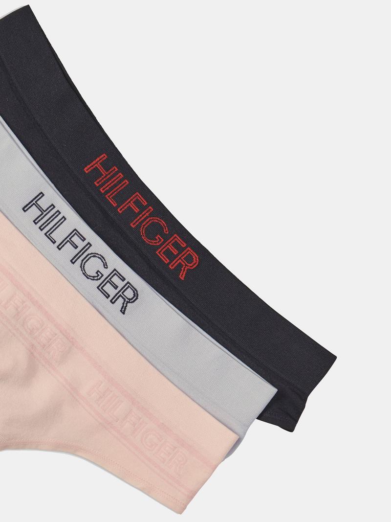 Pink Tommy Hilfiger Seamless 3PK Thongs | NZ_W21576