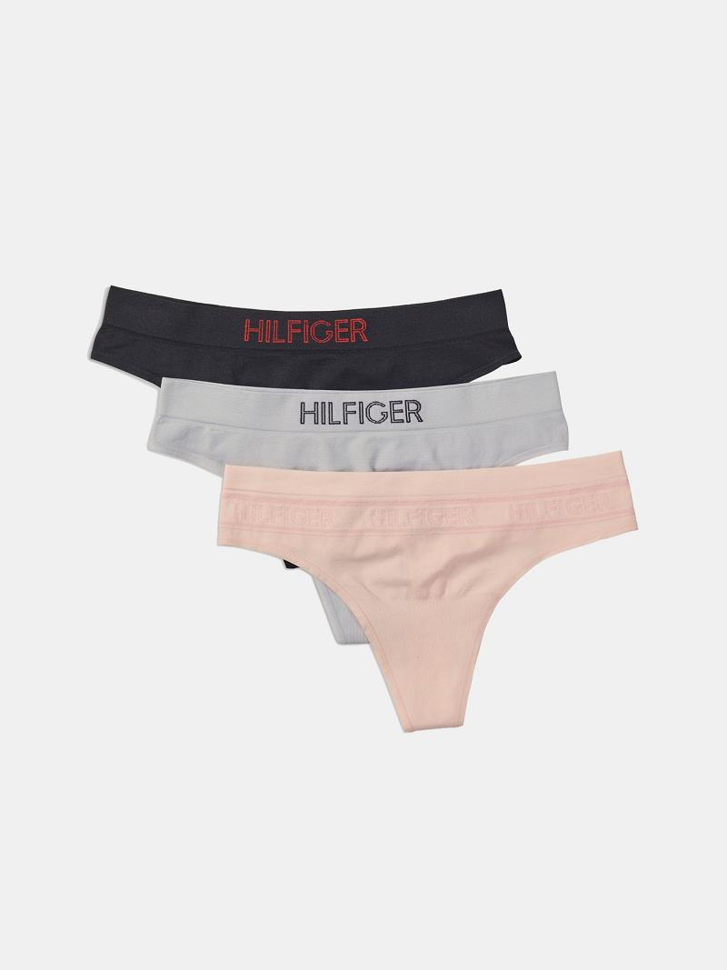 Pink Tommy Hilfiger Seamless 3PK Thongs | NZ_W21576