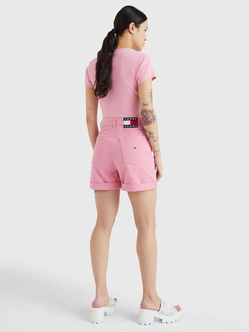 Pink Tommy Hilfiger Skinny Fit Mom Shorts | NZ_W21313