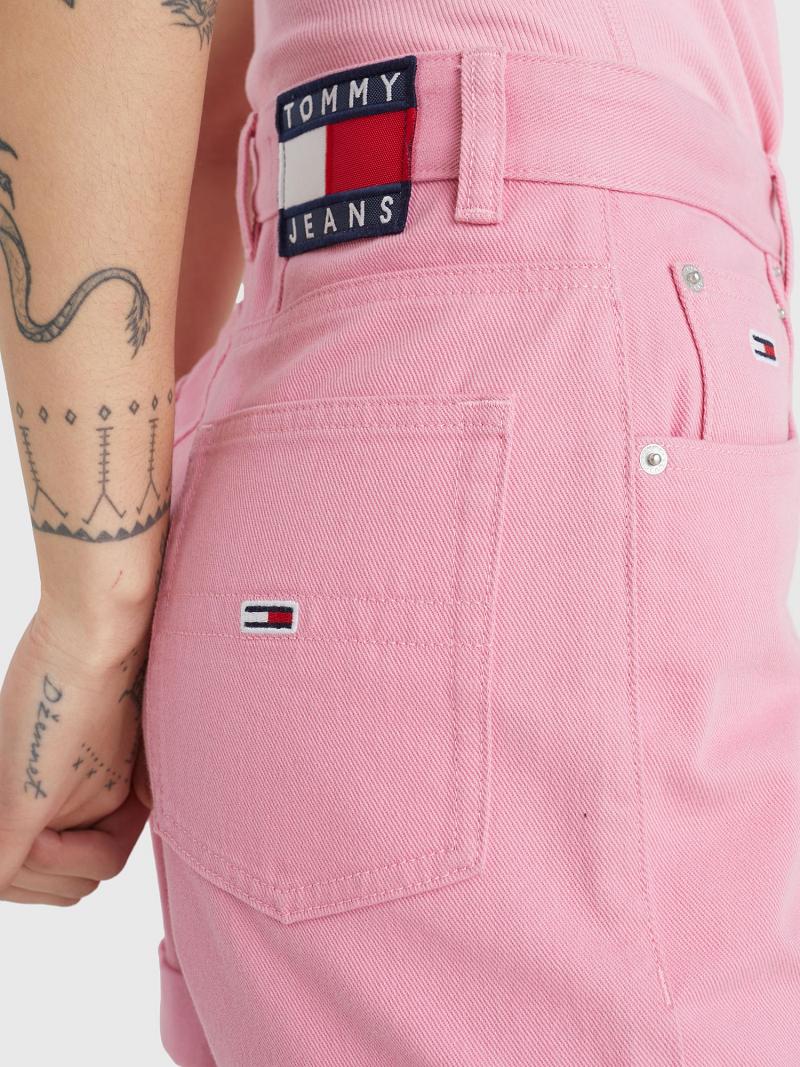 Pink Tommy Hilfiger Skinny Fit Mom Shorts | NZ_W21313